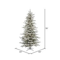 6.5ft. Pre-Lit Slim Flocked Sierra Fir Artificial Christmas Tree, Pure White Dura-Lit® LED Lights