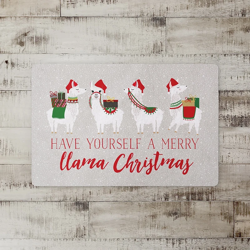 Merry Llama Christmas Floor Mat