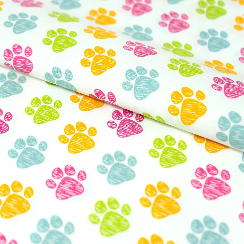 SINGER Paw Rainbow Print Cotton Fabric