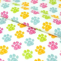 SINGER Paw Rainbow Print Cotton Fabric