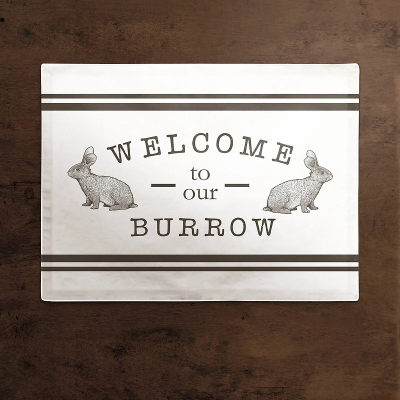 Welcome Burrow Bunny Placemat 18" x 14" Cotton Twill Placemat