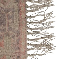 Hello Honey® 4ft. x 6ft. Orange, Brown & Cream Cotton Chenille Distressed Print Rug with Fringe