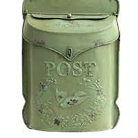 Hello Honey® Aqua Embossed Tin Post Box with Distressed Finish Wall Décor