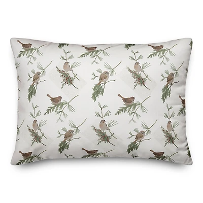 White Pine & Birds Throw Pillow