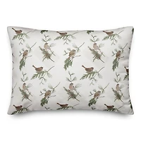 White Pine & Birds Throw Pillow