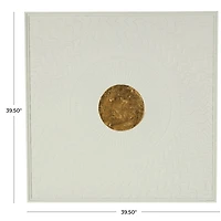 40" White & Gold Metal Geometric Wall Decor with Wavy Pattern