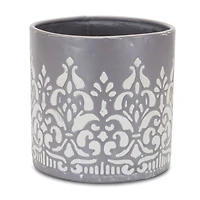 Gray Ornate Metal Planter Set