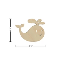 Essentials by Leisure Arts 24 Pack 3.56" x 2.81" Whale Flat Wood Shape