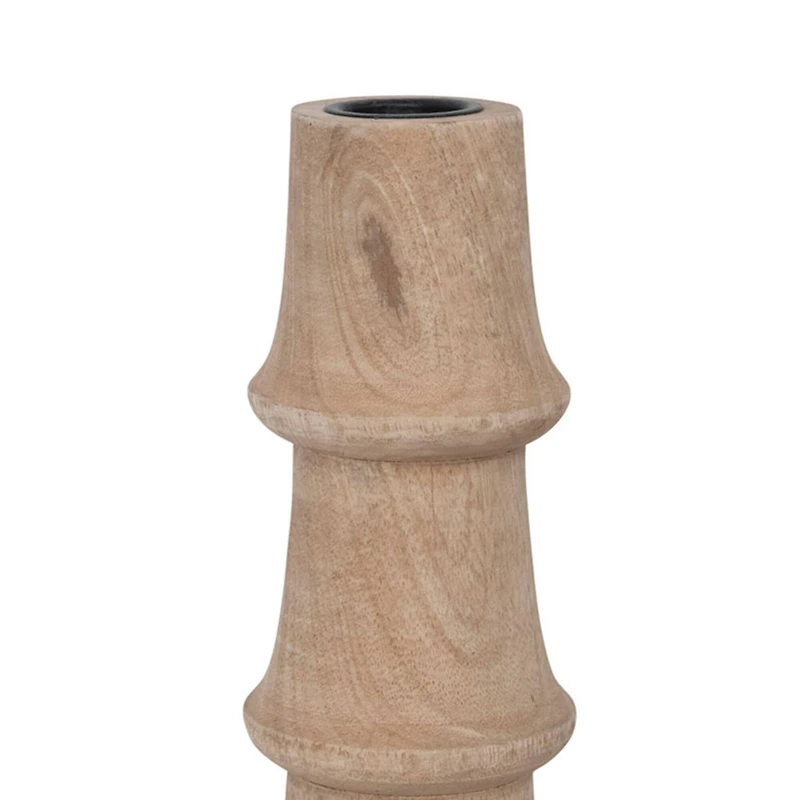 Hello Honey® 10" Hand-Carved Mango Wood Taper Candle Holder