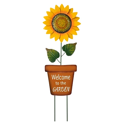 Glitzhome® 36" Welcome to the Garden Sunflower Yard Stake