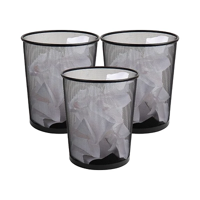 Mind Reader 4.5gal. Black Metal Mesh Waste Paper Basket, 3ct.