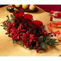 Poinsettia & Berry Triple Candelabrum Artificial Arrangement