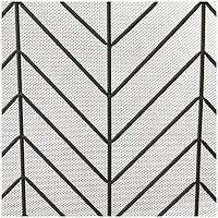 Black Metal Foldable Mesh Netting 3 Panel Geometric Fireplace Screen with Chevron Pattern 52" x 1" x 31"