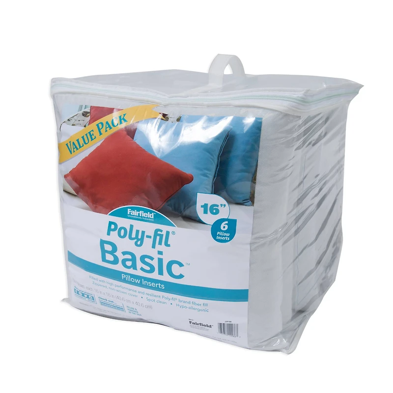 Poly-Fil® Basic™ 6ct. Pillow Inserts, 16" x 16"