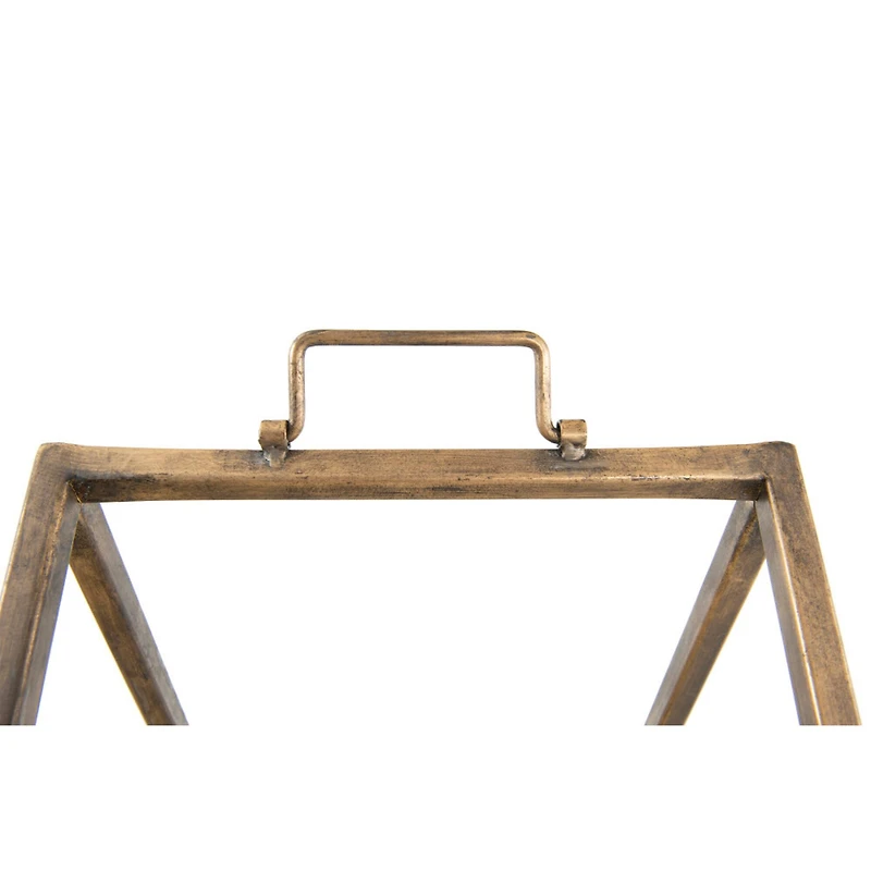 Hello Honey® 55.8" Gold Finish Metal House-Shaped Fire Wood Holder with Handle