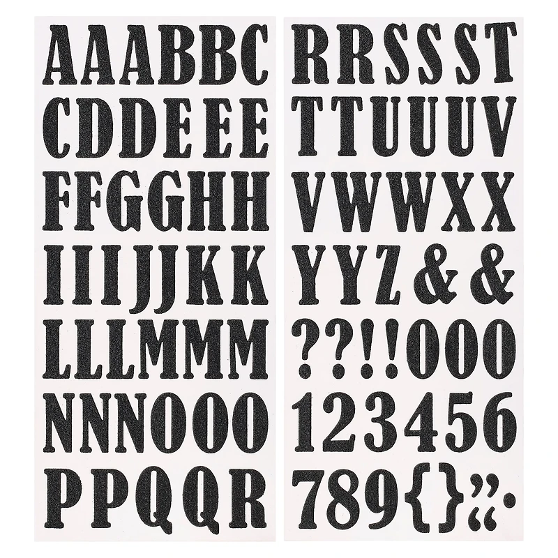 12 Packs: 91 ct. (1092 total) Glittered Black Foam Alphabet Stickers by Recollections™