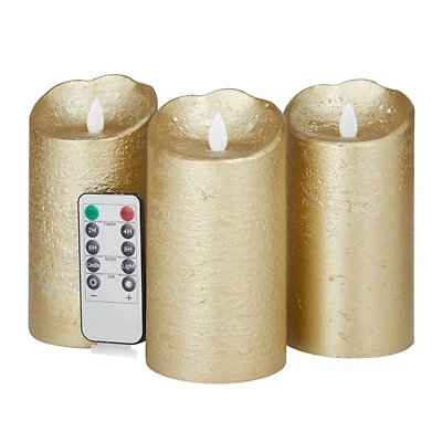 Gold Traditional Flameless Candle Set