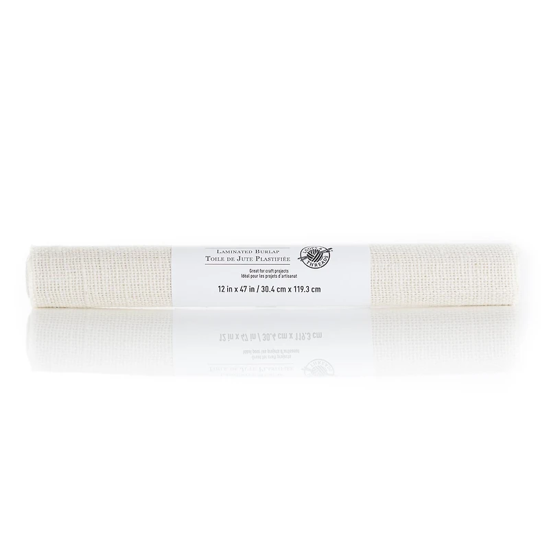 Cream Laminated Burlap Fabric Roll by Loops & Threads® 