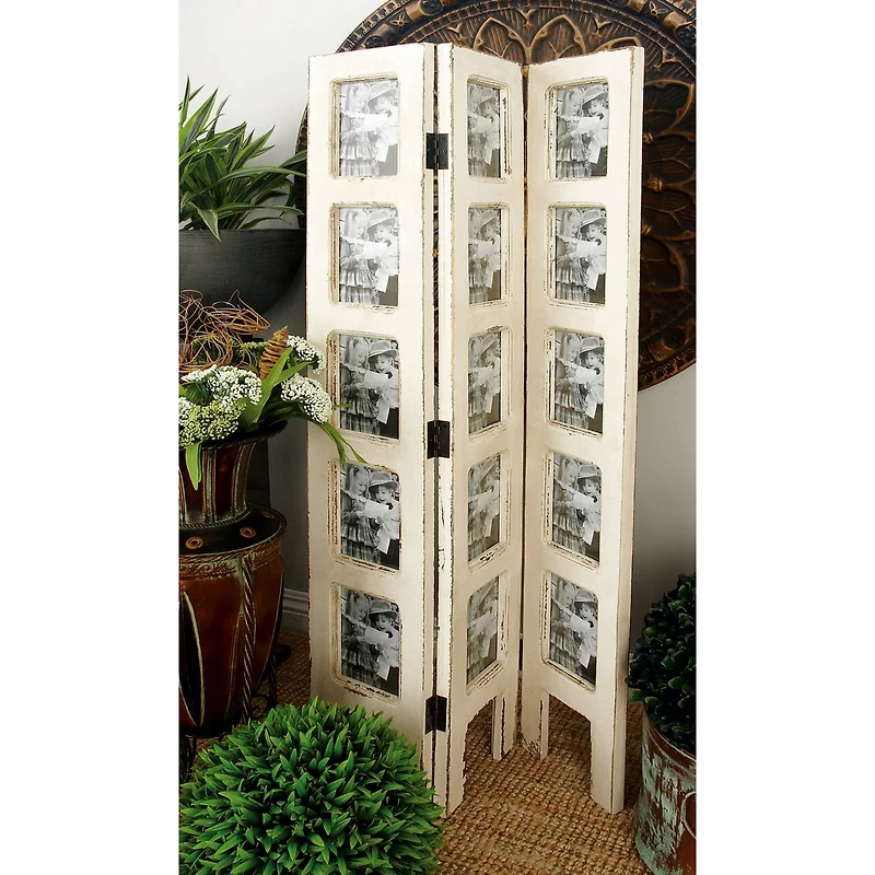 White Wood Farmhouse Room Divider Screen