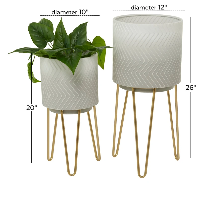 White Metal Modern Planter Set