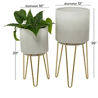 White Metal Modern Planter Set