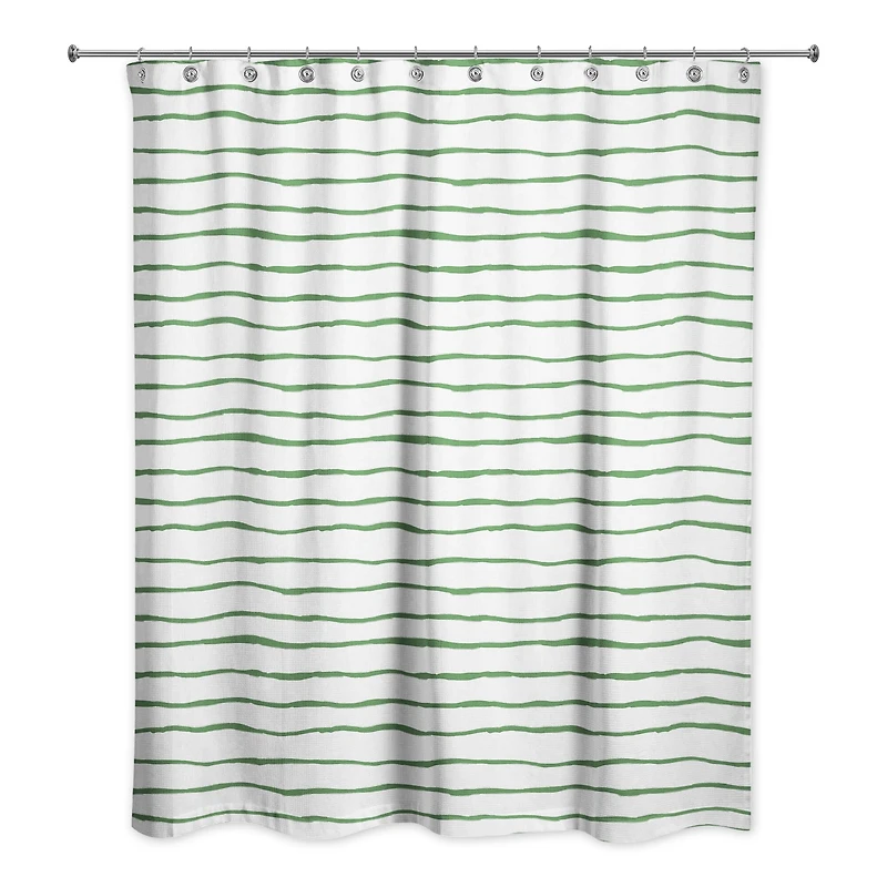 Green Painted Stripes Shower Curtain