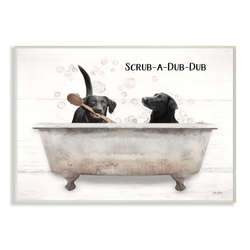 Stupell Industries Scrub a Dub Dub Quote Family Pet Dog Bath Wall Plaque