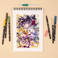 Tombow Flowers Manga Illustration Dual Brush Pen Art Set
