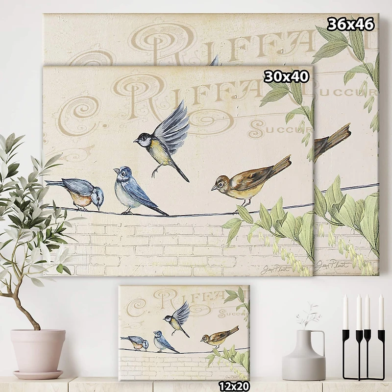 Designart - Birds Gathered On Wire Paris I