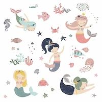 RoomMates Sweet Pastel Mermaids Peel & Stick Wall Decals