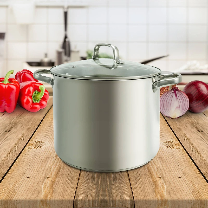 Oster Adenmore 12qt. Stainless Steel Stock Pot With Tempered Glass Lid