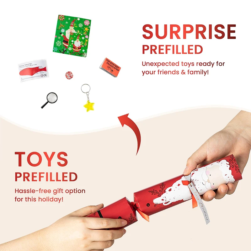 Glitzhome® 12" Christmas Santa, Snowman, Penguin & Reindeer Party Cracker with Gift Contents, 6ct.