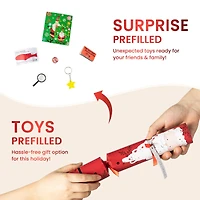 Glitzhome® 12" Christmas Santa, Snowman, Penguin & Reindeer Party Cracker with Gift Contents, 6ct.