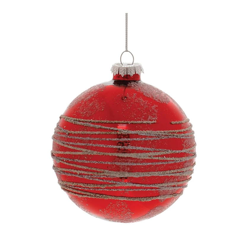 Red Glittered Glass Ball Ornaments Set