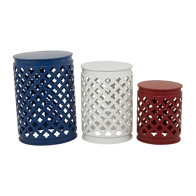 Multi Colored Metal Coastal Accent Table, Set of 3" Set of 3" 23", 19", 15"