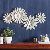 Fetco Mambas White Floral Chain Metal Wall Art