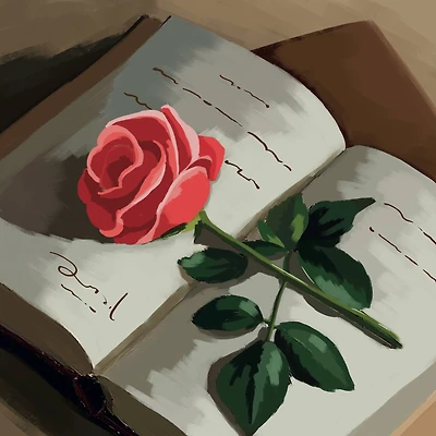 11" x 11" Rose & Book Canvas Painting Kit by Craft Smart®