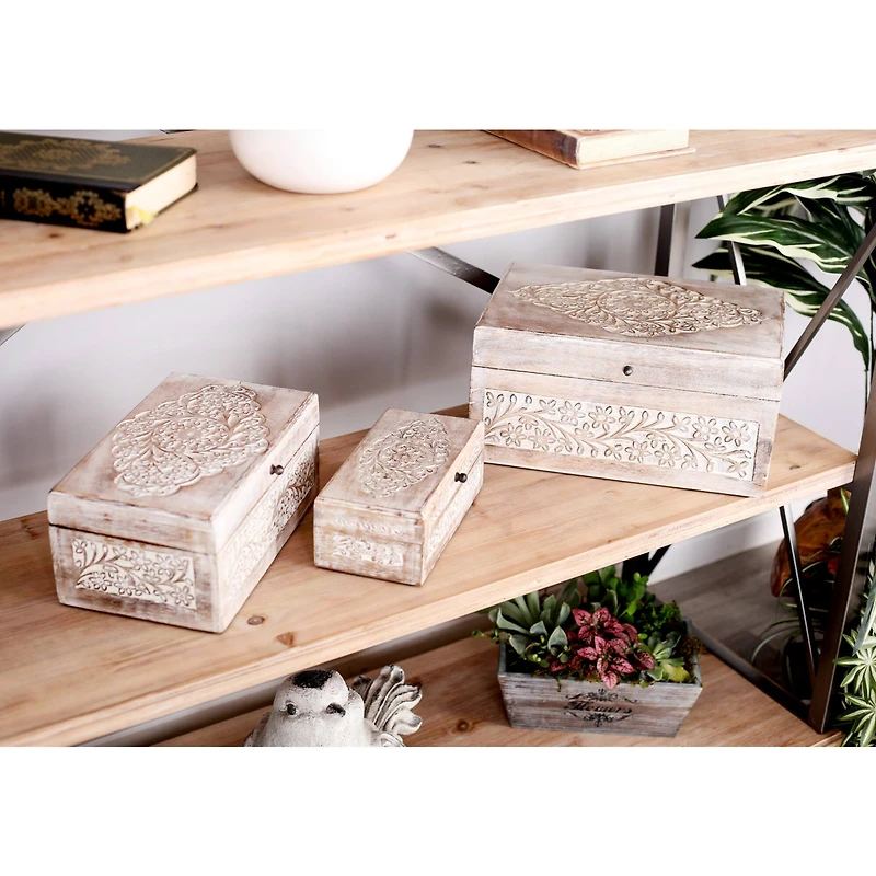 White Mango Wood Natural Box Set, 8", 10" & 12"