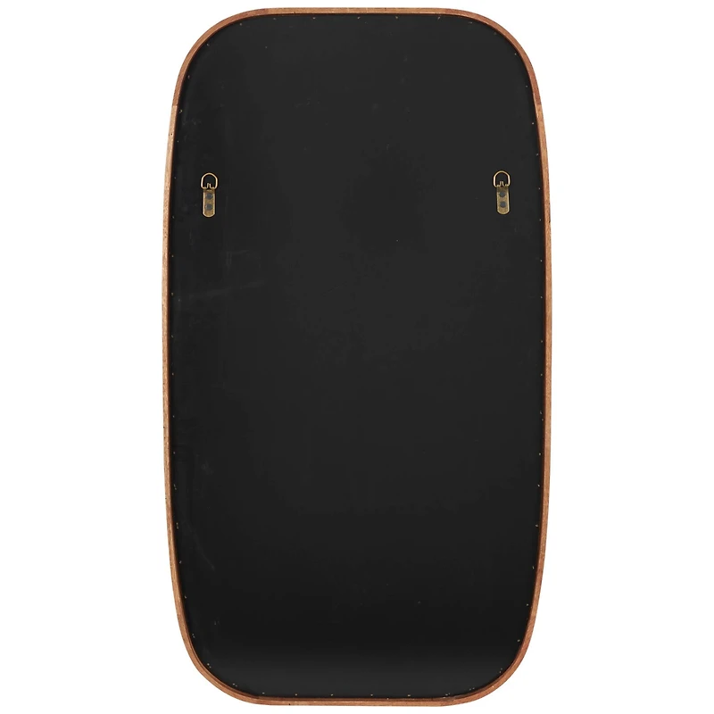 40" Brown Simplistic Wooden Wall Mirror with Rounded Edges