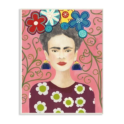 Stupell Industries Frida Portrait on Pink Background Wall Art Plaque