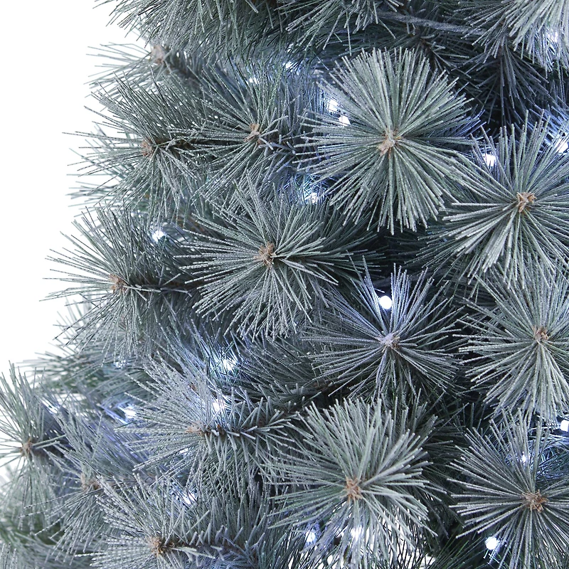 4ft. Pre-Lit Snowy Mountain Pine Artificial Christmas Tree, Blue LED Lights