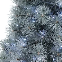 4ft. Pre-Lit Snowy Mountain Pine Artificial Christmas Tree, Blue LED Lights