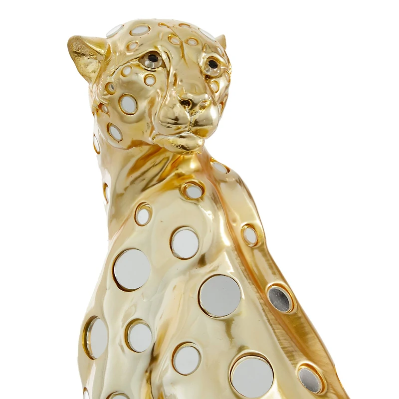 16" Gold Leopard Glam Statue