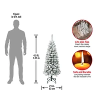 4.5ft. Unlit Acacia Pencil Slim Flocked Artificial Christmas Tree