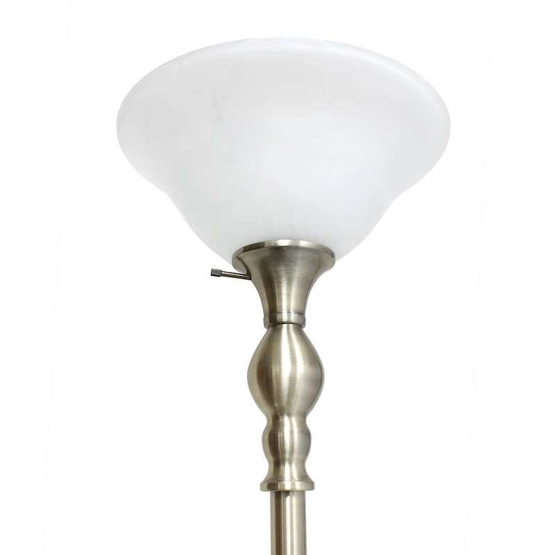 Lalia Home 6ft. Torchiere Floor Lamp with Marbleized Shade