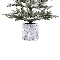 5ft. Pre-Lit Flocked Timberland Fir Artificial Potted Christmas Tree, Warm White LED Lights