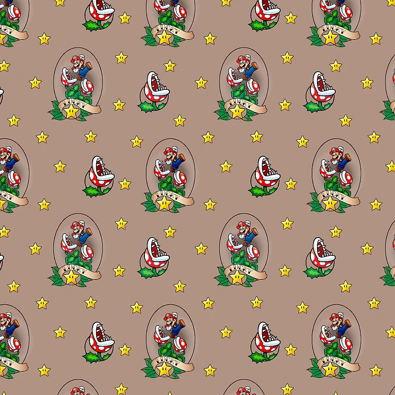 Nintendo® Super Mario Brown Lucky Mario Cotton Fabric