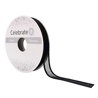 3/8'' x 7yd. Black Sheer Satin Ribbon by Celebrate It™