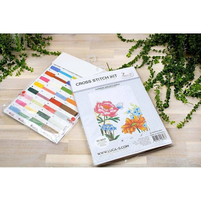 Luca-s Flowers And Butterfly Counted Cross Stitch Kit