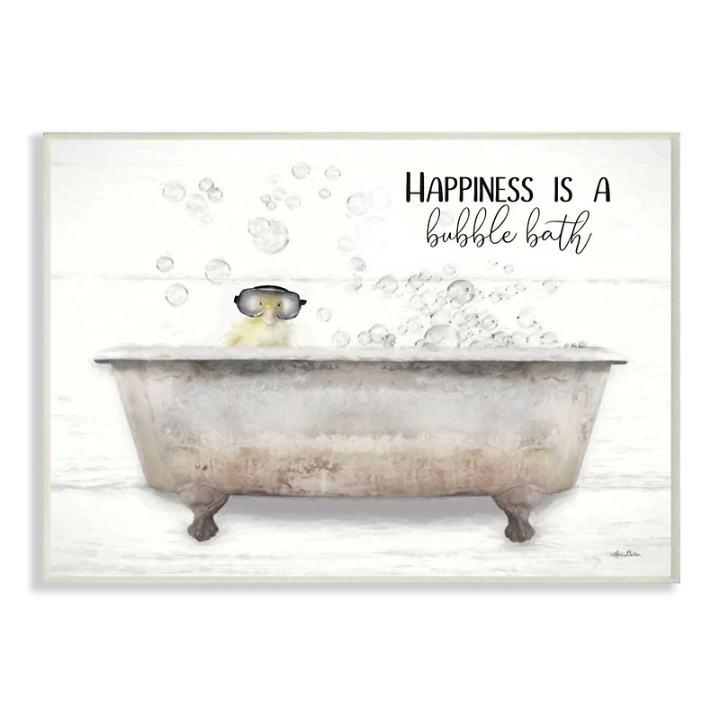 Stupell Industries Happiness is a Bubble Bath Quote Bathroom Tub Chick Wall Plaque